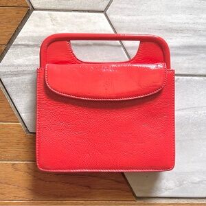Hobo International Stroll Handle Accordion Micro Bag Patent Leather Coral Pink